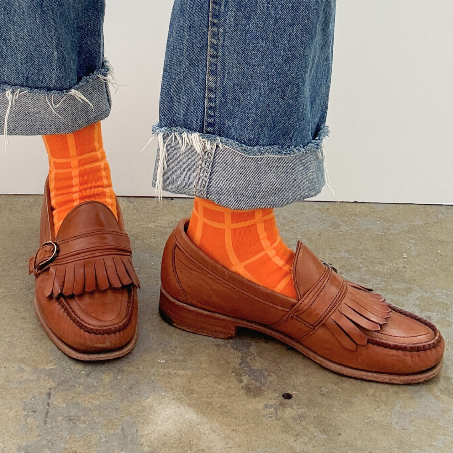 Crew Socks - Darby in Tangerine