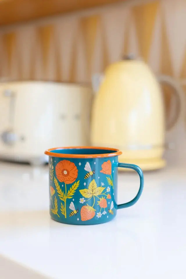 Enamel Coffee & Camp Mug | Garden Buzz | 16 oz | Poppies