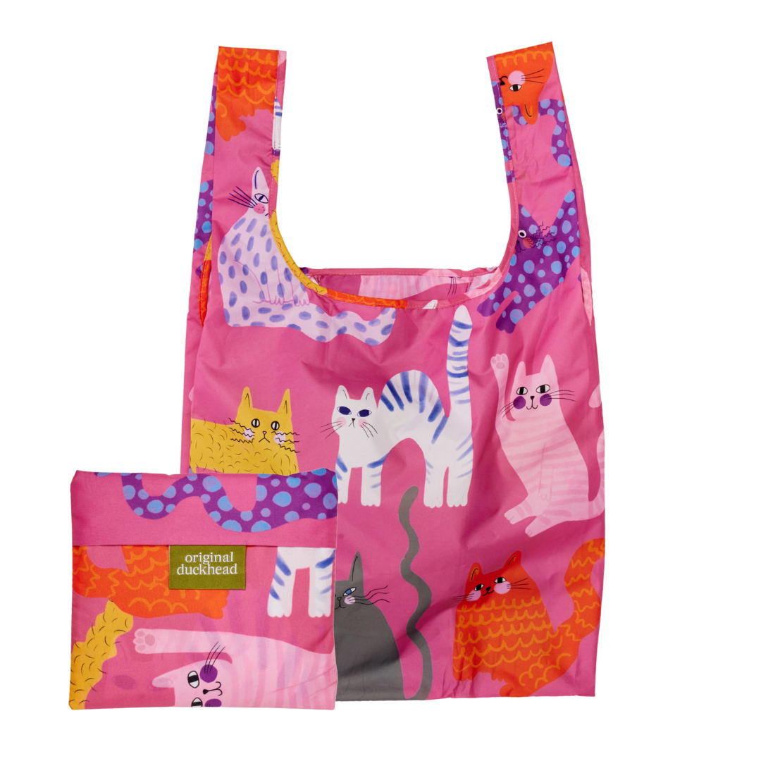 Fuchsia/Lime/Ice Arty Cats Reusable Bags
