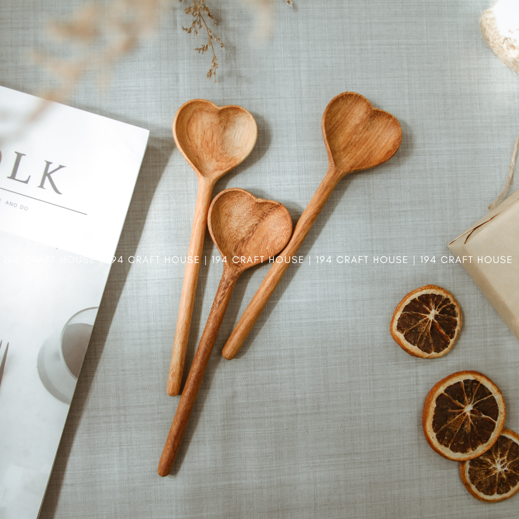 Straight Wooden Heart Spoon - Home Decor and Gifts