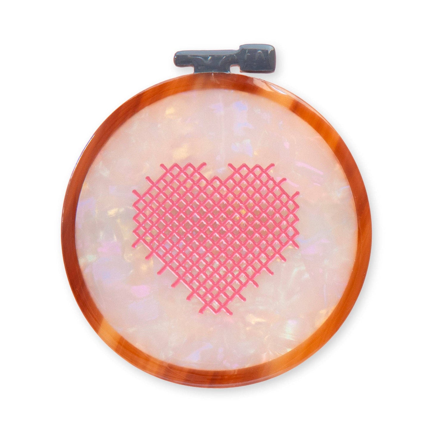 Cross Stitch Embroidery Hoop French Barrette Hair Clip
