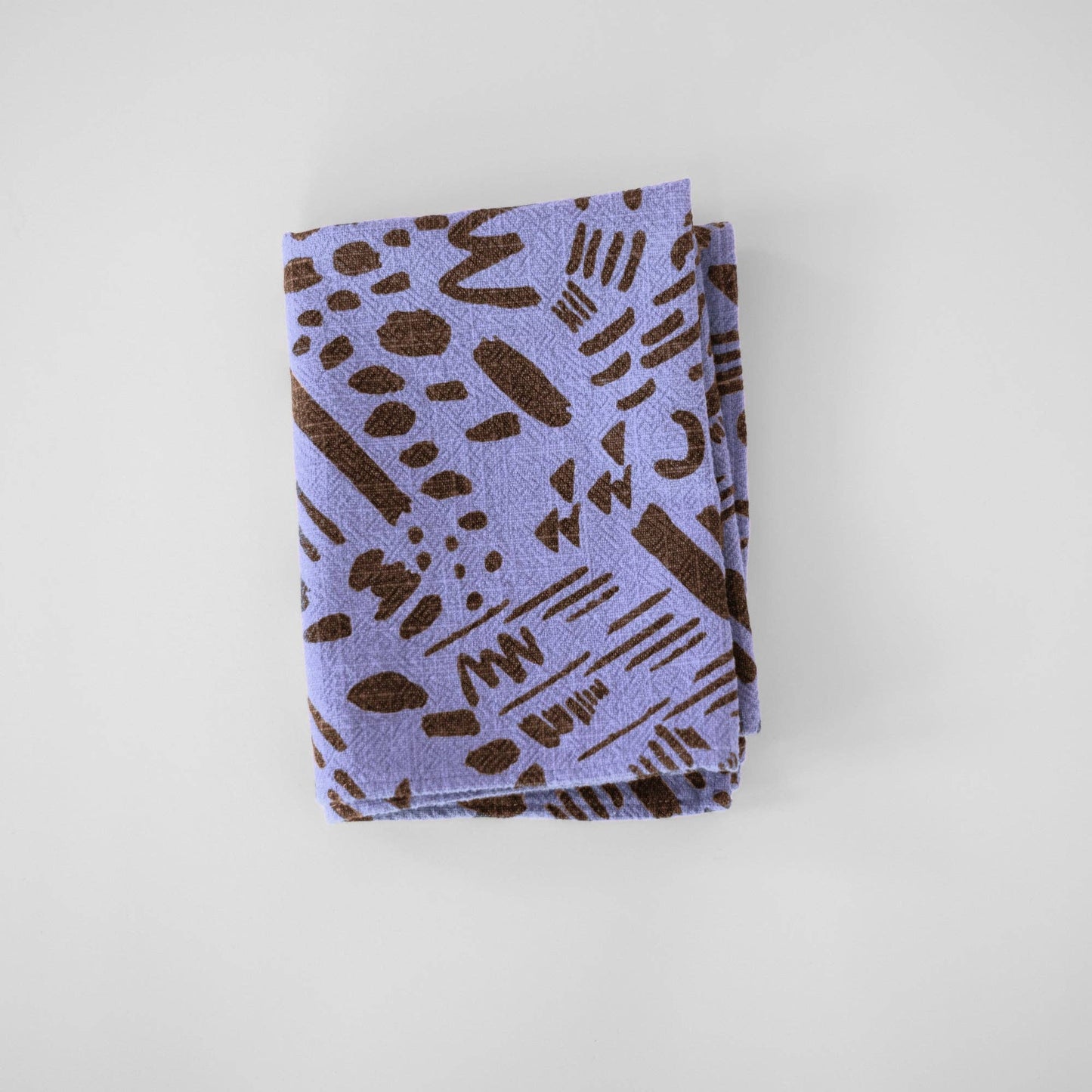 Textured Tea Towel - Dashes & Moon - Warm Grey - Lilac Pop